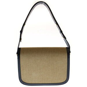 Gucci GG Shoulder Navy Blue Bag Beige Horsebit Leather Supreme Tan